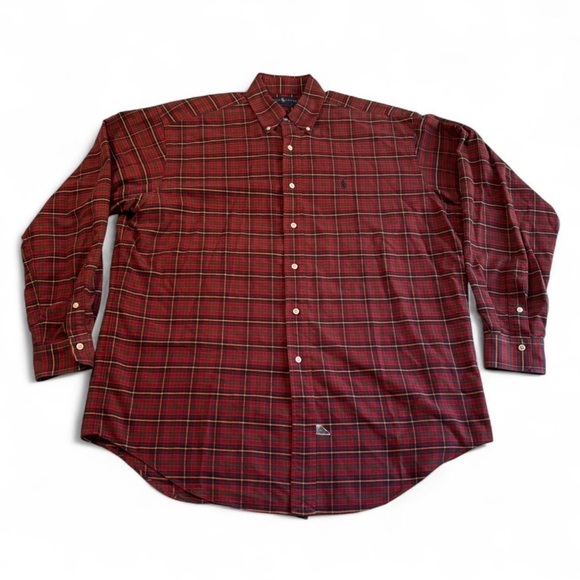Ralph Lauren Other - Ralph Lauren Button Down Shirt M Red Tartan Plaid Long Sleeve Cotton Classic Fit